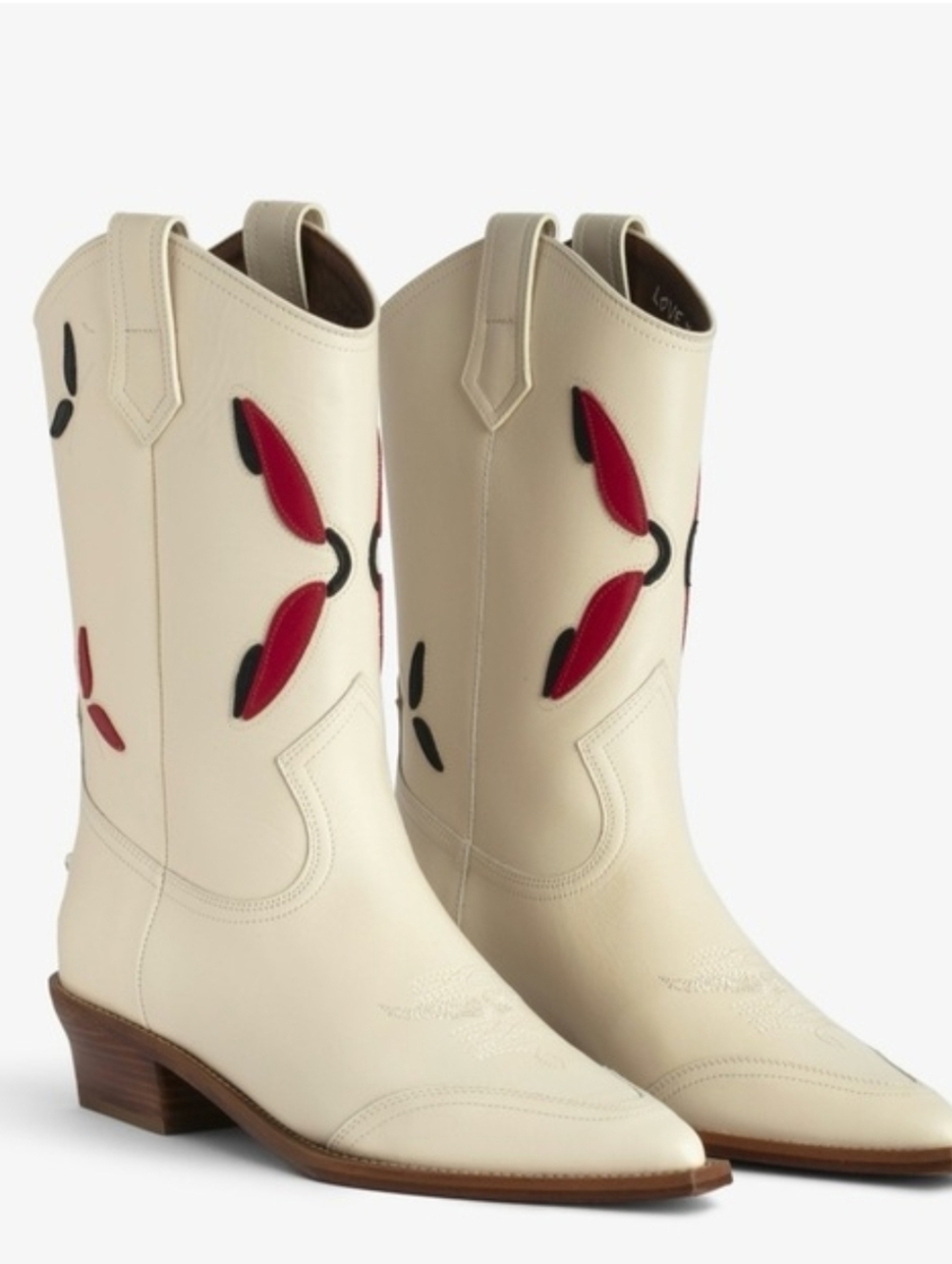 NEW Zadig And Voltaire Cream Western Cara Leather Boots Size 36 - Picture 4 of 16